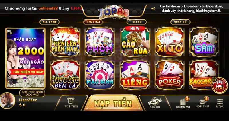 Cổng game top88 đáp ứng mọi nhu cầu người chơi